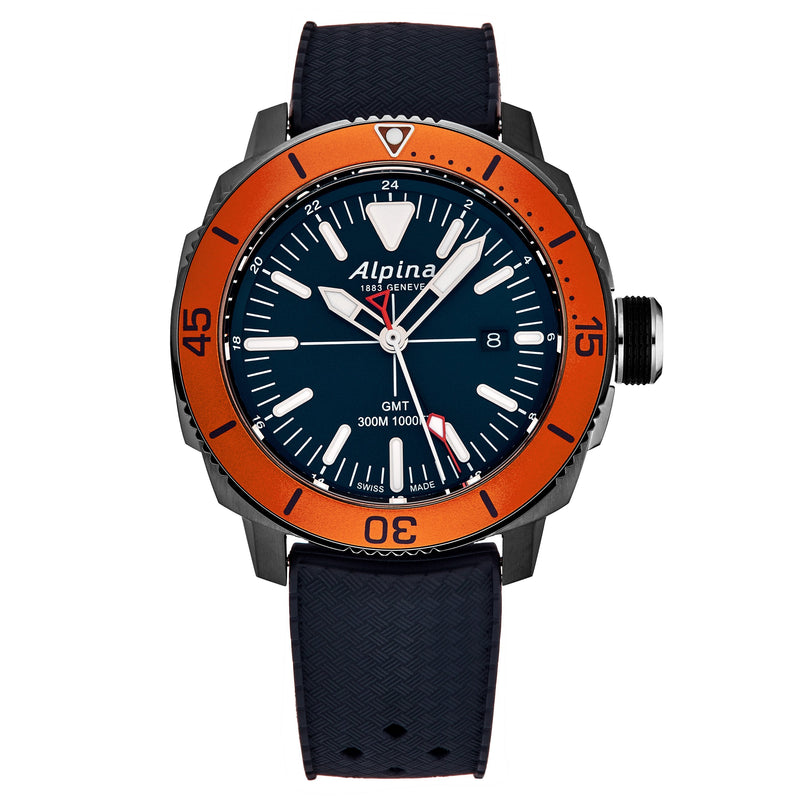 Watches | Alpina Men's AL247LNO4TV6 'Seastrong' Diver GMT Blue Dial Rubber Strap | Luxxydee
