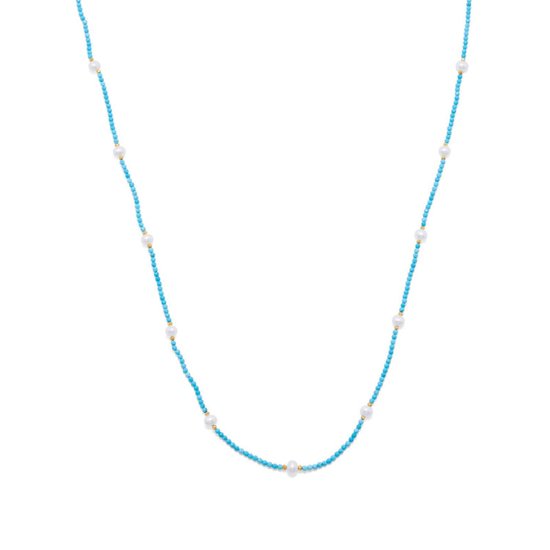 necklace women | Endless Design Turquoise Magnesite and Cultured Freshwater Pearl | Luxxydee