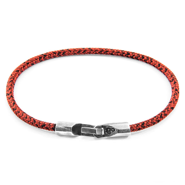 Men's Bracelet | Handmade in Great Britain Red Noir Talbot Silver & Rope Bracelet | Luxxydee