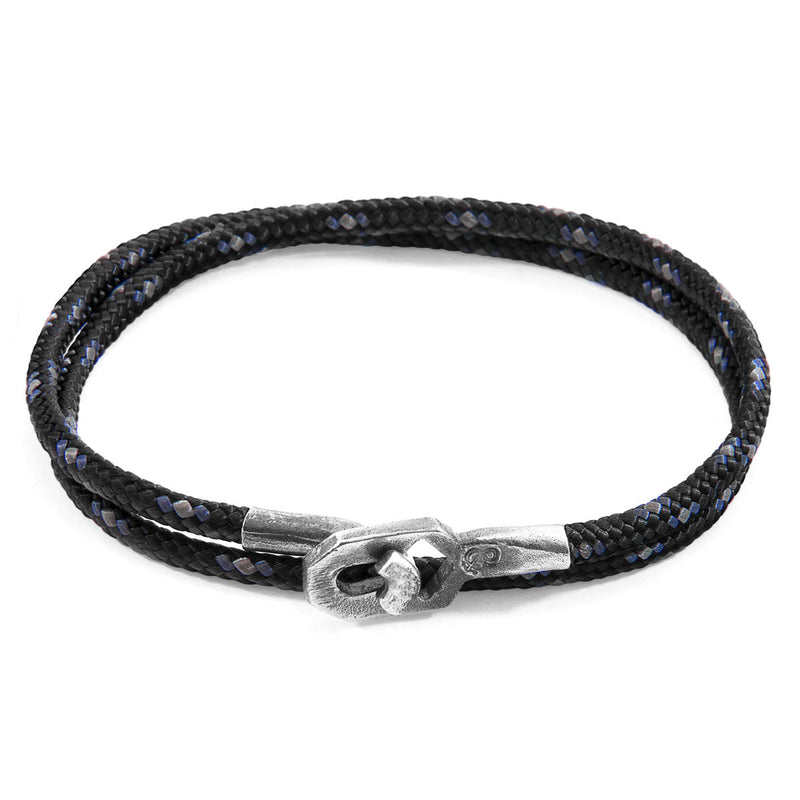 Men's Bracelet | Handmade in Great Britain Black Tenby Silver & Rope Bracelet | Luxxydee