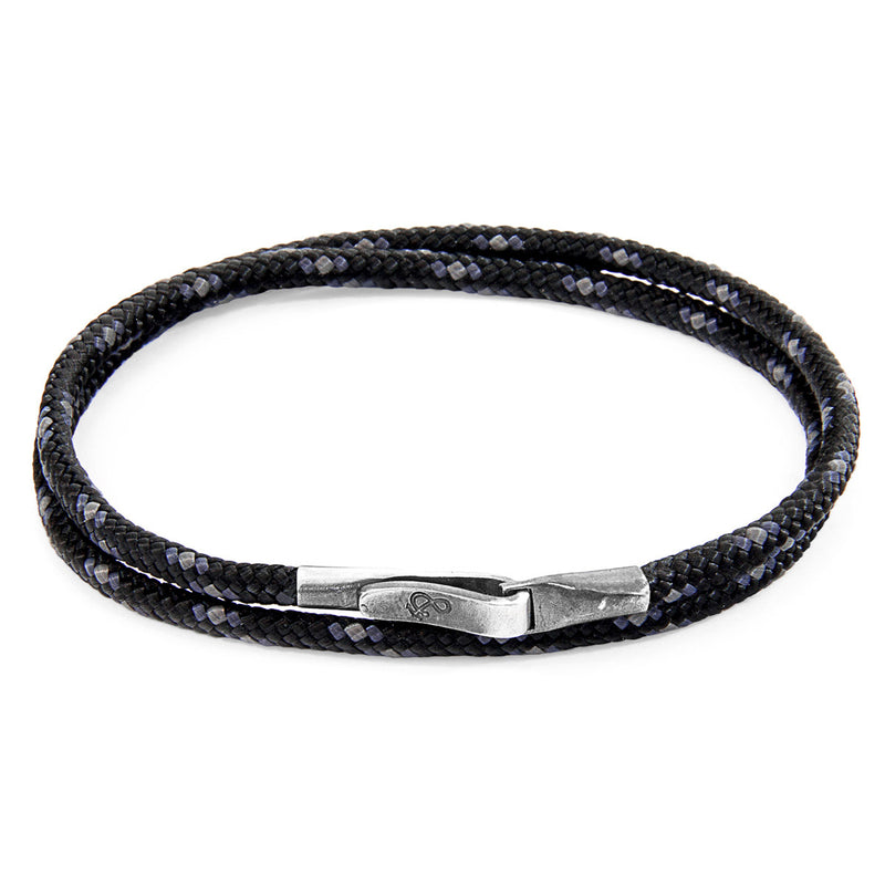 Men's Bracelet | Handmade in Great Britain Black Liverpool Silver & Rope Bracelet | Luxxydee