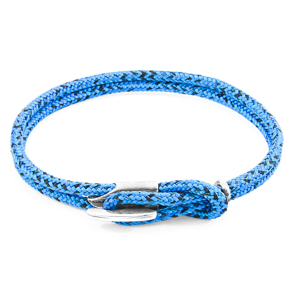 Men's Bracelet | Handmade in Great Britain Blue Noir Padstow Silver & Rope Bracelet | Luxxydee