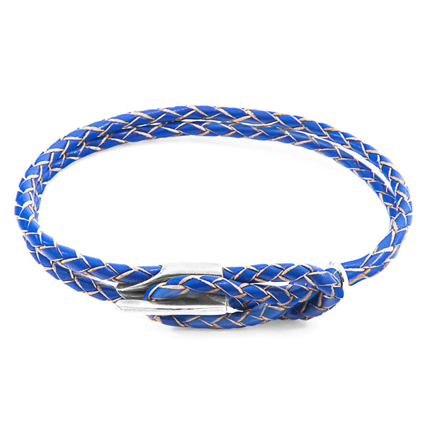 Men's Bracelet | Handmade in Great Britain Royal Blue Padstow Silver & Leather Bracelet | Luxxydee