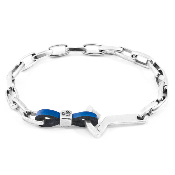 Men's Bracelet | Handmade in Great Britain Royal Blue Frigate Silver & Leather Bracelet | Luxxydee