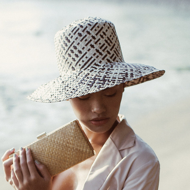 hat women | Borneo Fisherman Bucket Straw Hat, in Black | Luxxydee