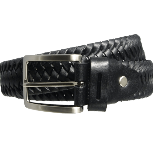 belt men | 34 mm Leather Elastic Weave Belt Black | Luxxydee
