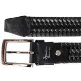 belt men | 34 mm Leather Elastic Weave Belt Black | Luxxydee