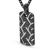 necklace unisex | Black Rhodium Tire Tread Black | Luxxydee