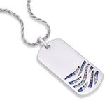 necklace men | Deep Blue Sea Sterling Silver Blue Sapphire & Topaz Stone Tag | Luxxydee