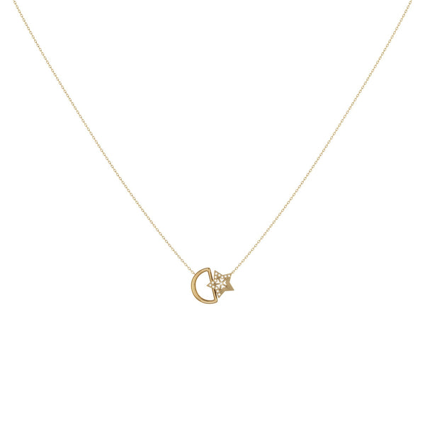 necklace women | Starkissed Moon Diamond Necklace In 14K Yellow Gold | Luxxydee