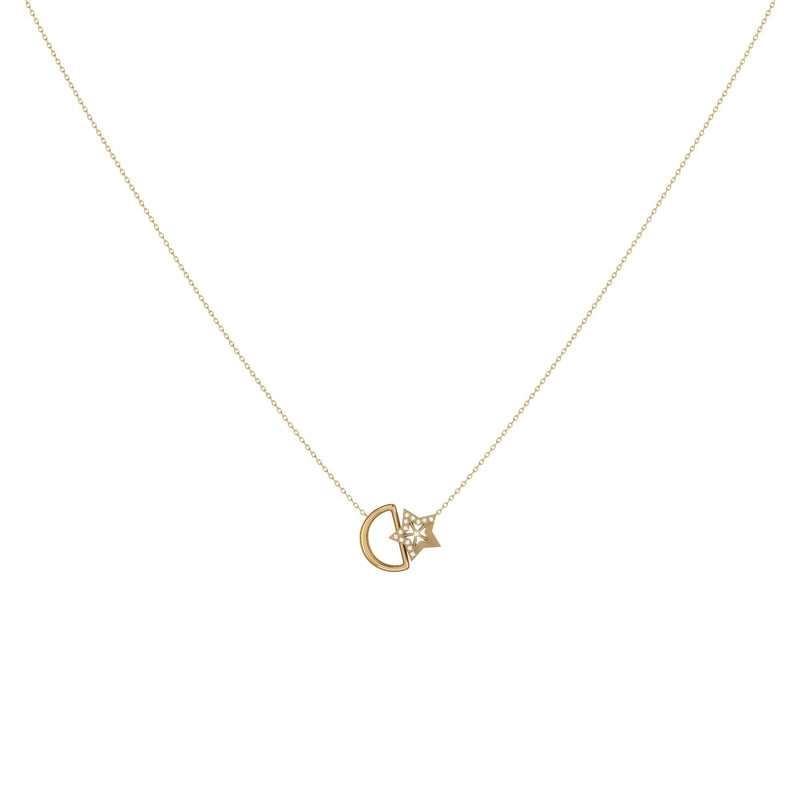 necklace women | Starkissed Moon Diamond Necklace In 14K Yellow Gold | Luxxydee