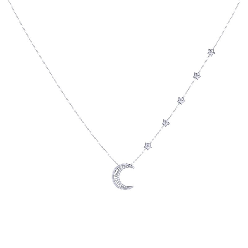 necklace women | Starry Lane Moon Diamond Necklace In 14K White Gold | Luxxydee