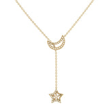 necklace women | Shooting Star Moon Crescent Diamond Necklace In 14K Yellow Gold | Luxxydee