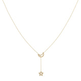 necklace women | Shooting Star Moon Crescent Diamond Necklace In 14K Yellow Gold | Luxxydee