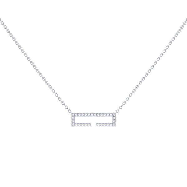necklace women | Swing Rectangle Diamond Necklace in Sterling Silver | Luxxydee