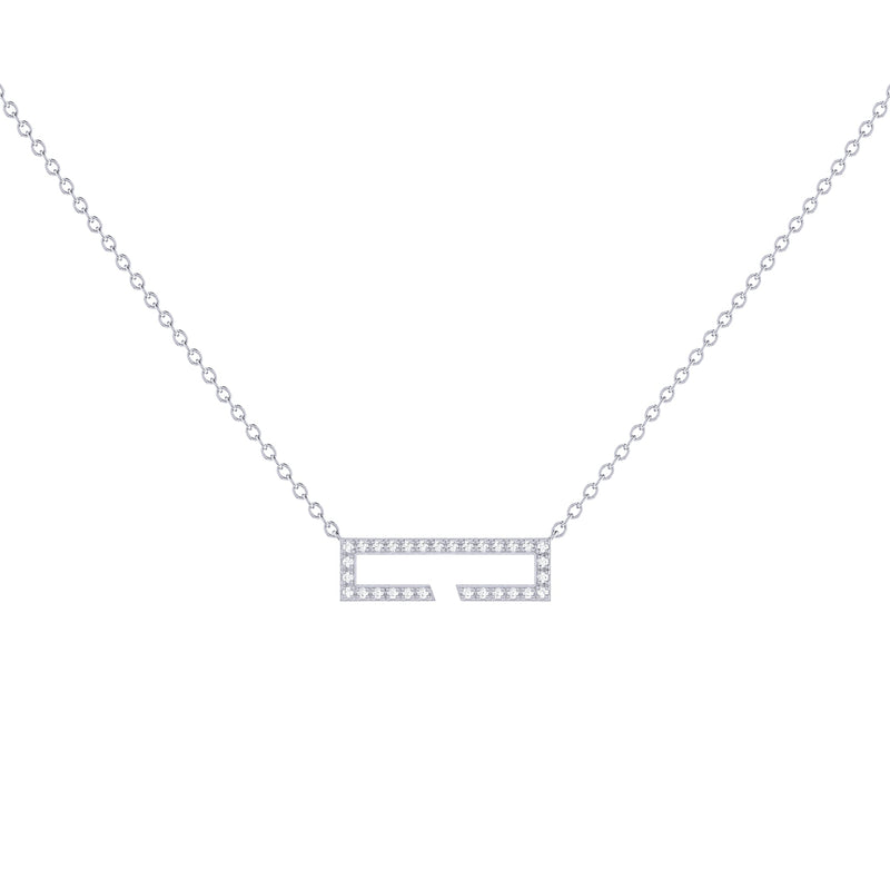 necklace women | Swing Rectangle Diamond Necklace in Sterling Silver | Luxxydee