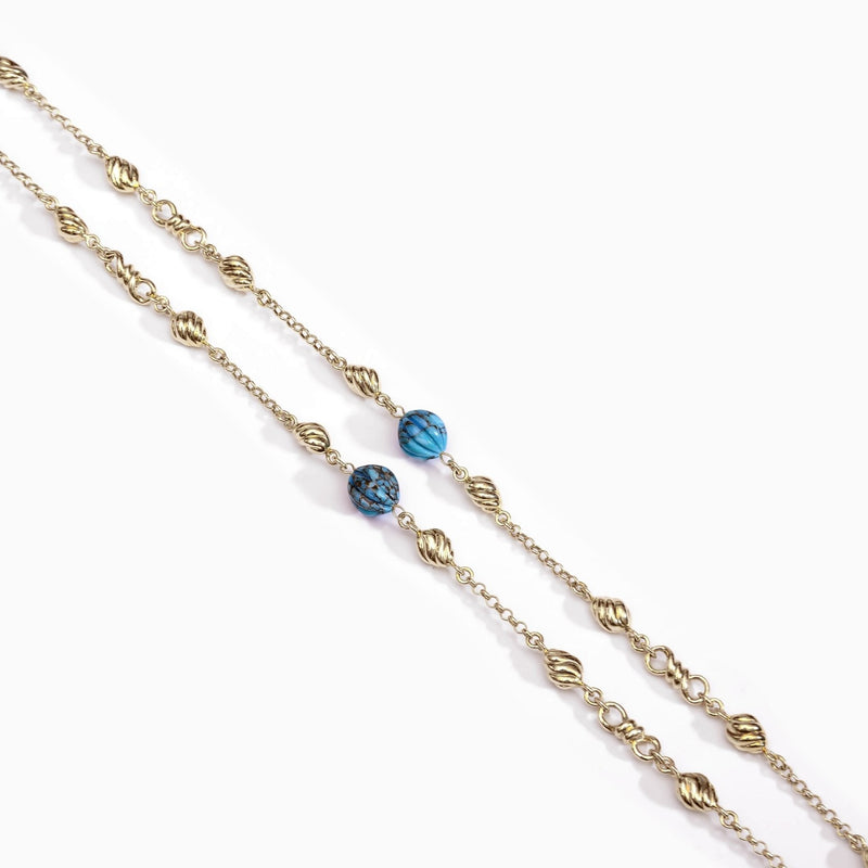 necklace unisex | Summer Nights Turquoise Layered Necklace In 14K Yellow Gold Plated | Luxxydee