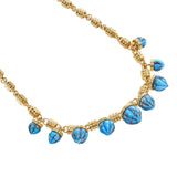 necklace women | Sunshine Twist Turquoise Studded Necklace In 14K Yellow Gold Plated | Luxxydee
