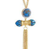 necklace women | Sunkissed Turquoise & Diamond Fringe Necklace In 14K Yellow Gold | Luxxydee