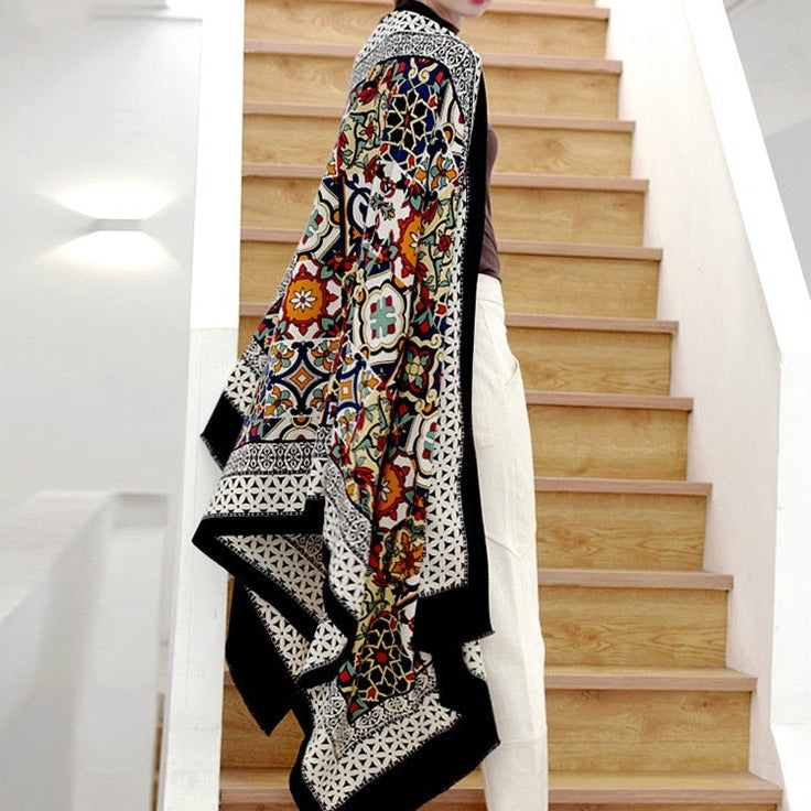 Scarves & Wraps | Wool winter scarf women pashmina print poncho shawl scarves women 2019 | Luxxydee