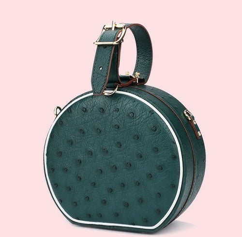bag women | Ostrich Leather Round Bag | Luxxydee