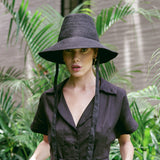 hat women | MEG Jute Straw Hat, in Black | Luxxydee