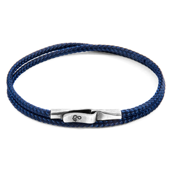 Men's Bracelet | Handmade in Great Britain Navy Blue Liverpool Silver & Rope Bracelet | Luxxydee
