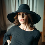 hat women | RIRI Jute Straw Hat, in Black | Luxxydee